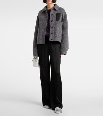 Workwear leather-trimmed wool-blend jacket | Loewe