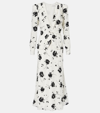 Robe midi en soie à fleurs | Alessandra Rich