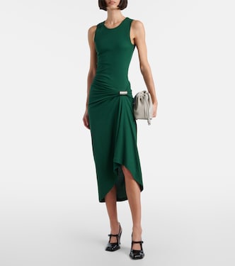 Draped ribbed-knit cotton-blend midi dress | Loewe