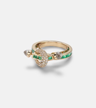 Bague Chakra en or 18 ct, émeraudes et diamants | Ananya