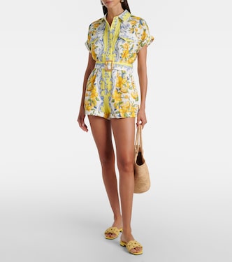 Bedruckter Playsuit aus Leinen | Farm Rio