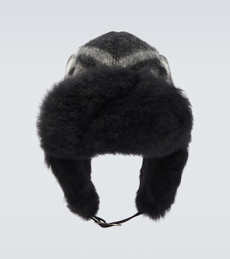 Burberry Check shearling-trimmed wool hat | Burberry