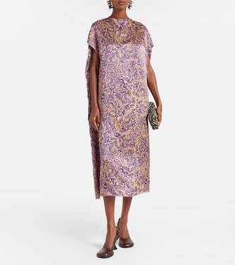 Vestido midi de satén de seda floral | Dries Van Noten