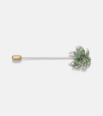 Broche Palmier en or 9 ct, tsavorites et diamants | Yvonne Léon