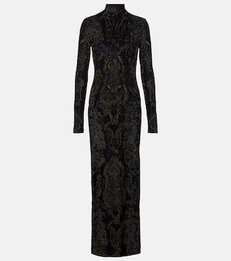 Embroidered velvet and mesh gown | Roberto Cavalli