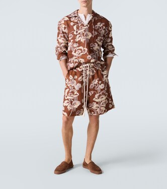 Floral linen Bermuda shorts | Commas