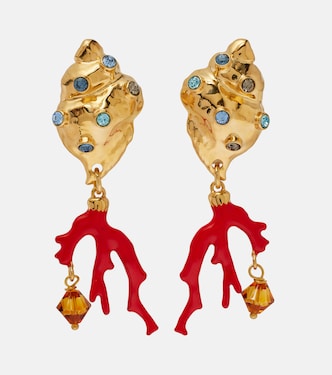 Crystal-embellished clip-on earrings | Oscar de la Renta