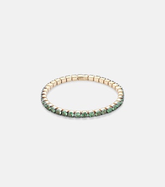 Thread 18kt gold ring with green garnets | Shay Jewelry