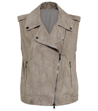 Gilet biker in suede | Brunello Cucinelli
