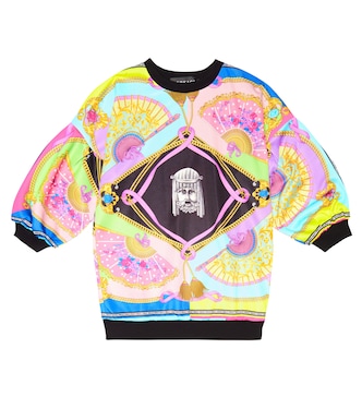 I Ventagli cotton-blend sweatshirt dress | Versace Kids