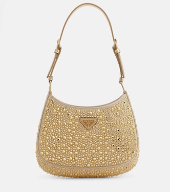 Verzierte Schultertasche Cleo aus Satin | Prada