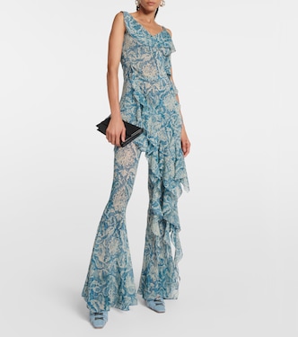 Printed low-rise silk-blend pants | KNWLS