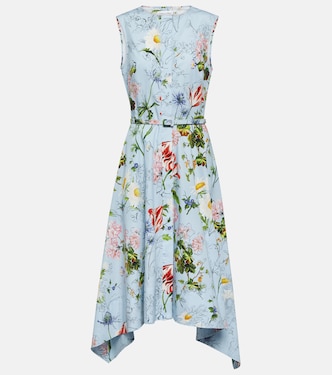 Floral cotton-blend midi dress | Oscar de la Renta