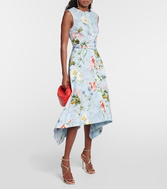 Vestido midi en mezcla de algodón floral | Oscar de la Renta