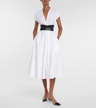 Abito midi in popeline di cotone con cintura | Alaïa