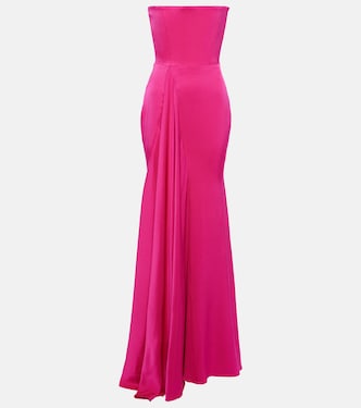 Strapless draped crêpe satin gown | Alex Perry