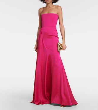 Robe longue bustier en crêpe de satin | Alex Perry
