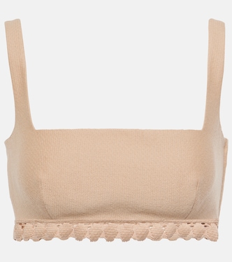 Scalloped cotton-blend bra top | Valentino