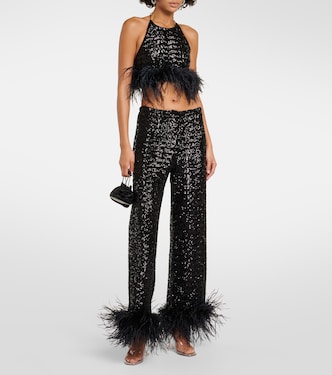 Pantalon ample Paillettes à sequins et plumes | Oséree