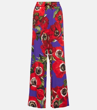 Pantalones anchos Anemone de seda charmeuse | Dolce&Gabbana