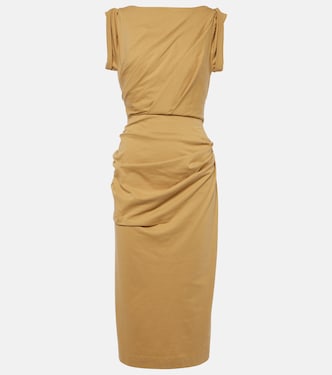 Vestido midi fruncido de jersey de algodón | Dries Van Noten