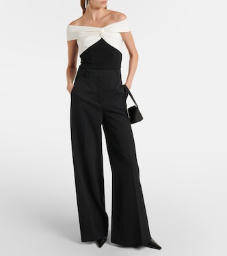 Colorblocked gathered cady top | Roland Mouret