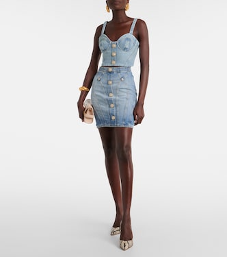 Bustier cropped de denim | Balmain