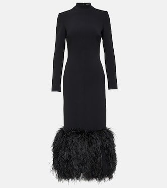 Abito midi in cady con piume | David Koma