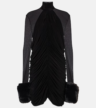 Abito corto in mesh con pelliccia sintetica | Magda Butrym