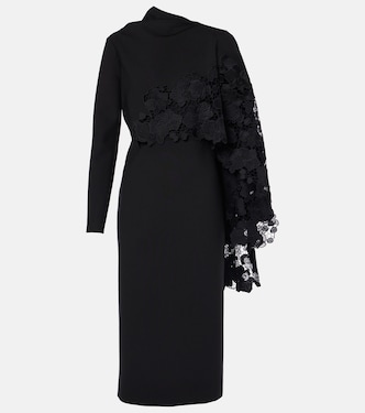 Midikleid aus Wolle mit Guipure-Spitze | Oscar de la Renta