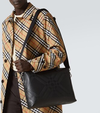 Burberry Check debossed leather briefcase | Burberry