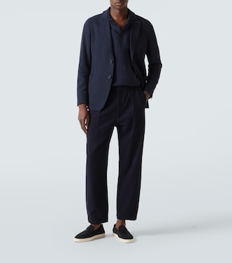 Wool and cashmere-blend straight pants | Giorgio Armani