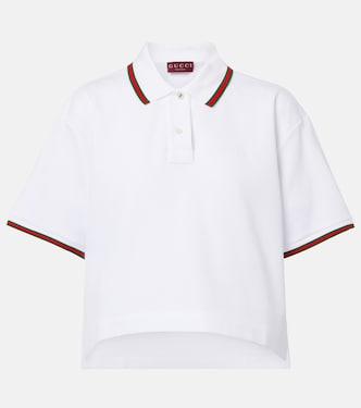Polo de piqué cropped con Web  | Gucci