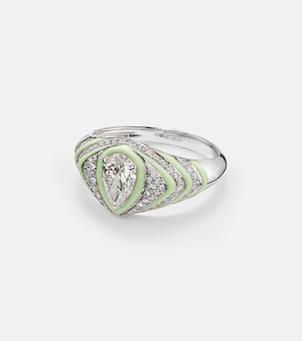 Anillo para meñique de oro blanco de 18 ct con diamantes | Kamyen