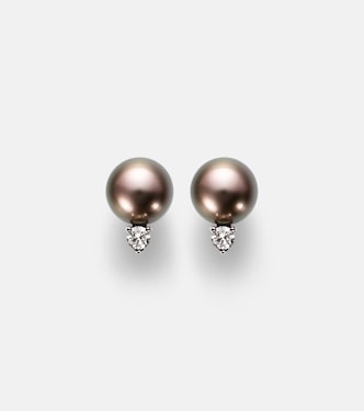 18kt white gold earrings with pearls and diamonds | Mikimoto