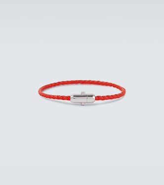 Braided leather and sterling silver bracelet | Bottega Veneta