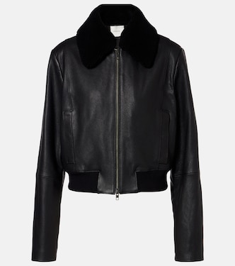 Shearling-trimmed leather jacket | Vince