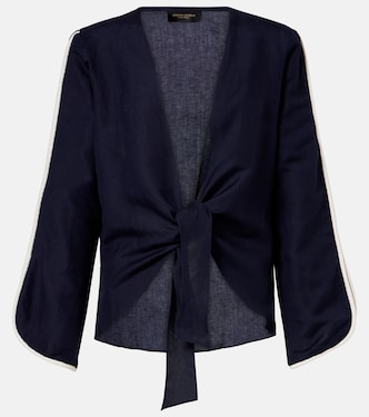 Bicolor linen-blend top | Adriana Degreas