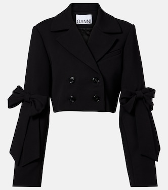 Double-breasted cropped blazer | Ganni