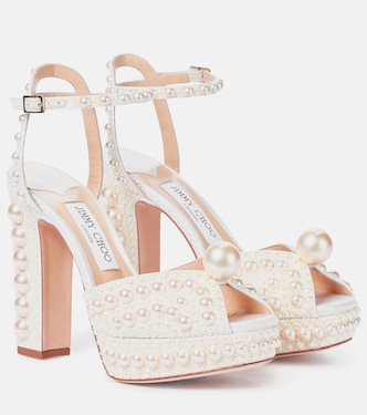 Saracria 120 embellished satin sandals | Jimmy Choo