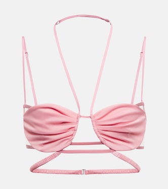 Mesh and georgette halterneck bra | Nensi Dojaka