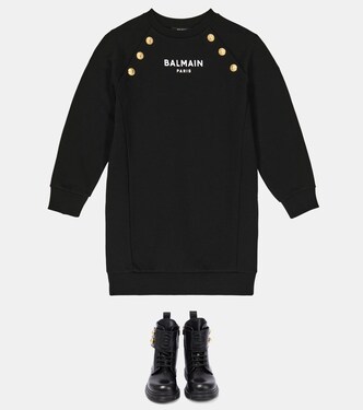 Embellished cotton jersey dress | Balmain Kids