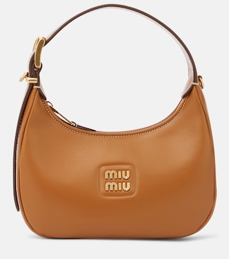 Borsa a spalla in pelle con logo | Miu Miu