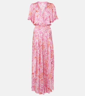 Vestido largo Mabelle de satén floral | Poupette St Barth