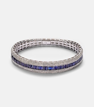 Bracelet Diamond Pave Scales Stretch en or blanc18 ct, saphirs et diamants | Shay Jewelry
