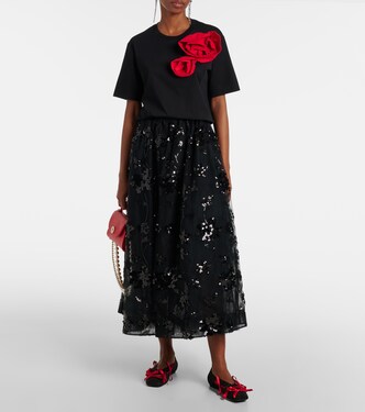 T-shirt Boy in cotone con applicazioni floreali | Simone Rocha