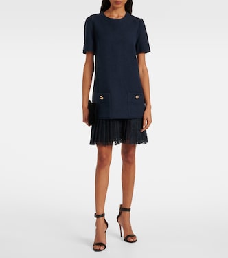 Vestido corto de tweed con encaje | Oscar de la Renta
