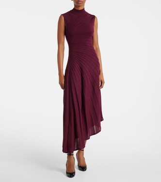 Abito midi asimmetrico in lana vergine | Alaïa