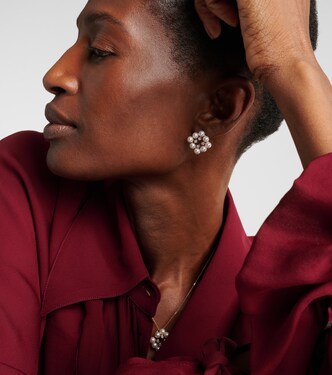 Boucles d'oreilles Cluster Stud en or 14 ct, perles et diamants | Mateo
