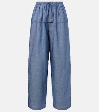 Pantaloni a gamba larga in cotone e lino | Alaïa